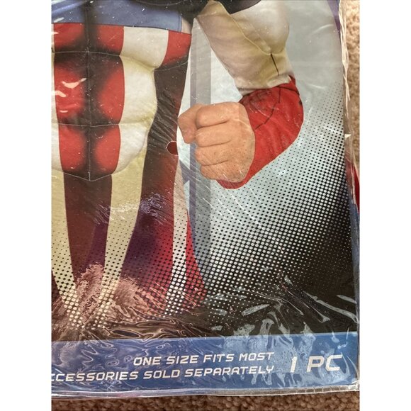 Marvel Avengers Captain America Muscle Shirt Boys One Size 6+ Superhero Top - Picture 4 of 7